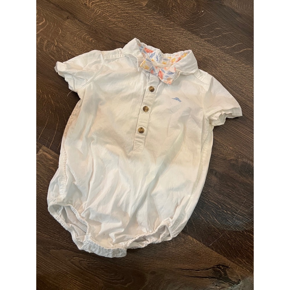 Tommy Bahama‎ Baby Boy Romper Outfit Floral Collar Button Up 24 Months onesie
